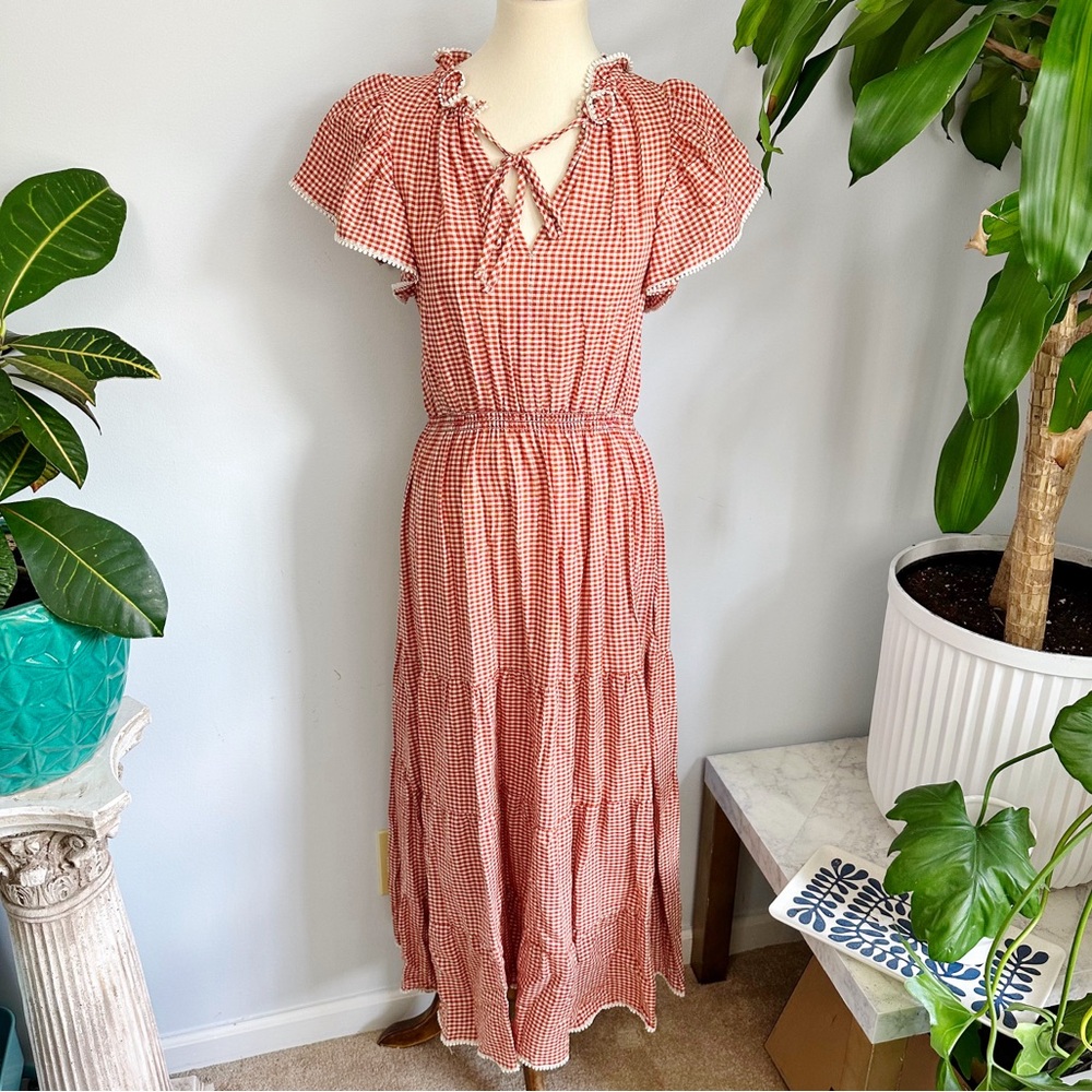 NWT Cottagecore Gingham Dress, Max Studio, Studio Ghibli, Prairie, Country B3